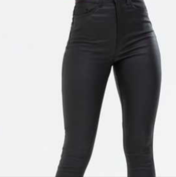 Black Coated Leather-Look Lift & Shape Jenna Skinny Jeans - Picture 4 of 4